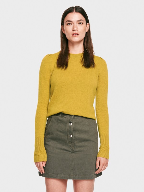 Cashmere Puff Shoulder Crewneck