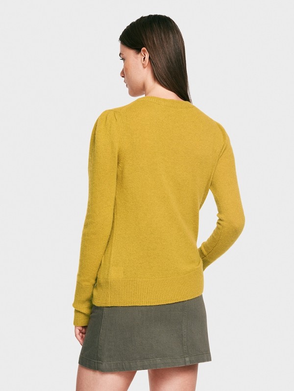 Cashmere Puff Shoulder Crewneck