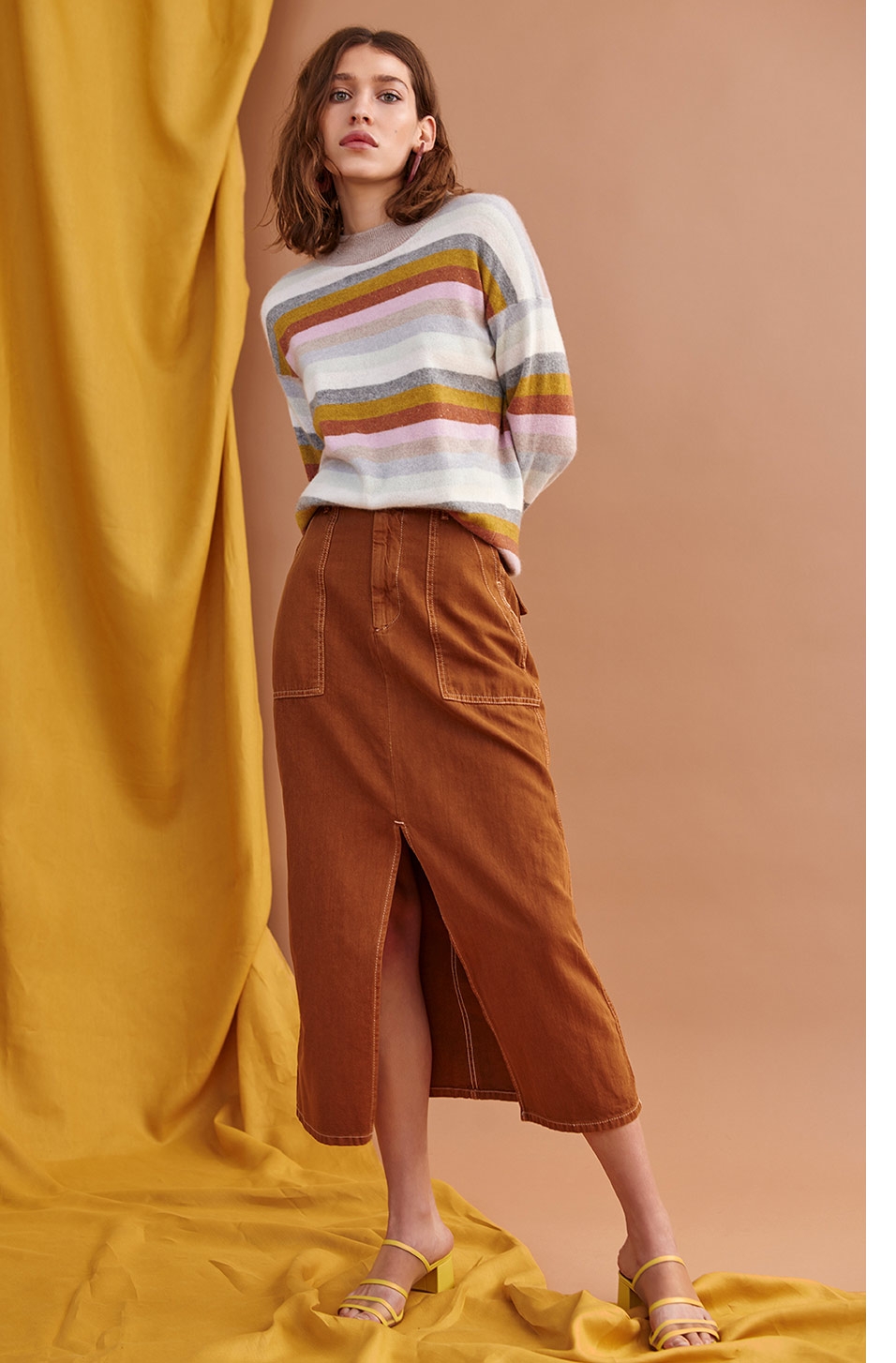 CASHMERE MULTICOLOR STRIPE CREWNECK