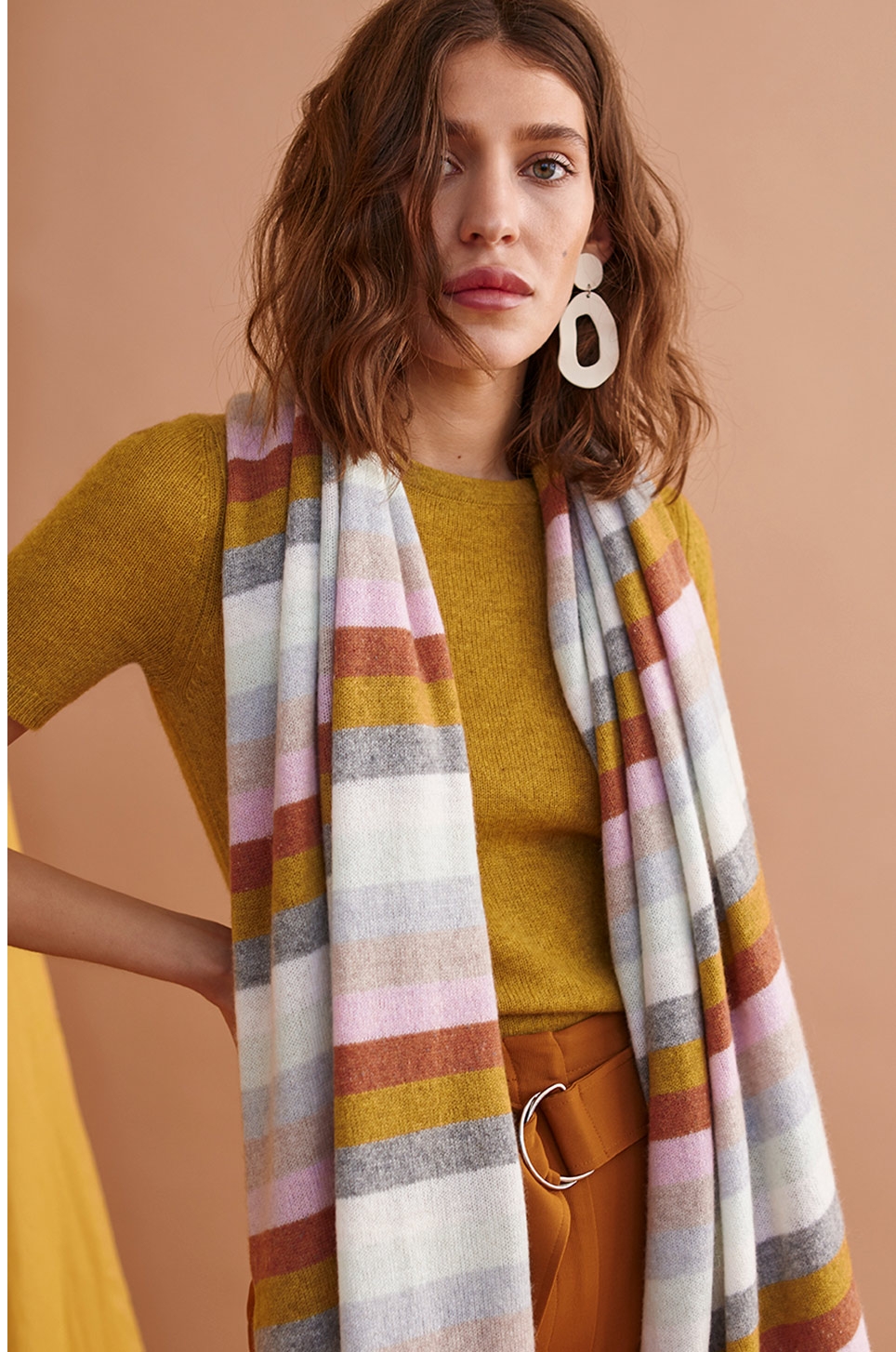 CASHMERE MULTI STRIPE TRAVEL WRAP