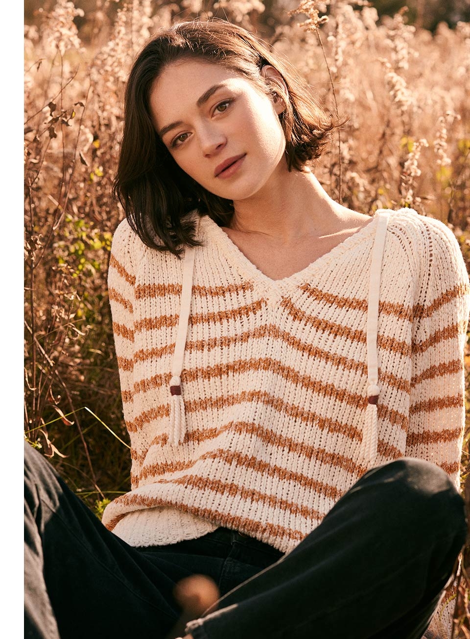 SPECKLED TAPE STRIPED HOODIE